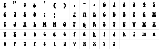 BellBottom FC Regular  glyph index