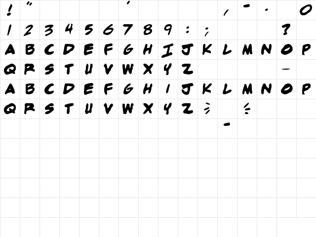 adam warren 0.2 Bold  glyph index