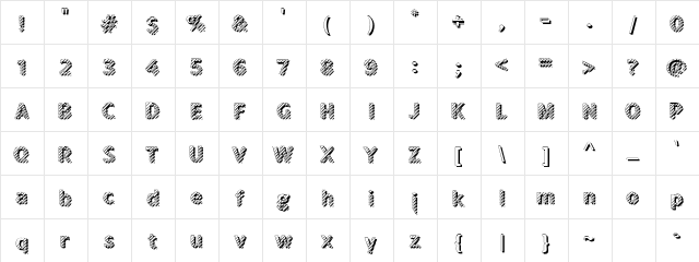 Banded135Shadowed Regular  glyph index