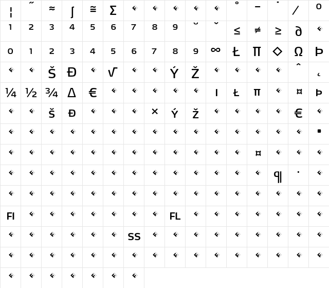 Max-BookSCExpert Regular  glyph index