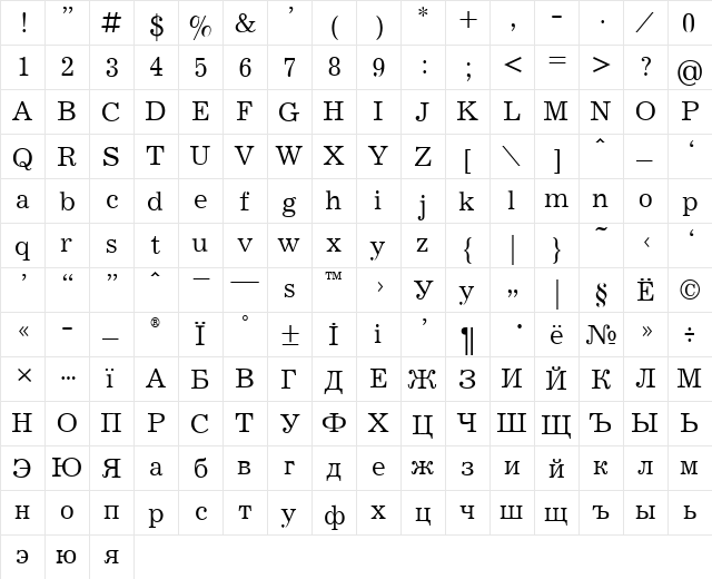 Journal Plain  glyph index