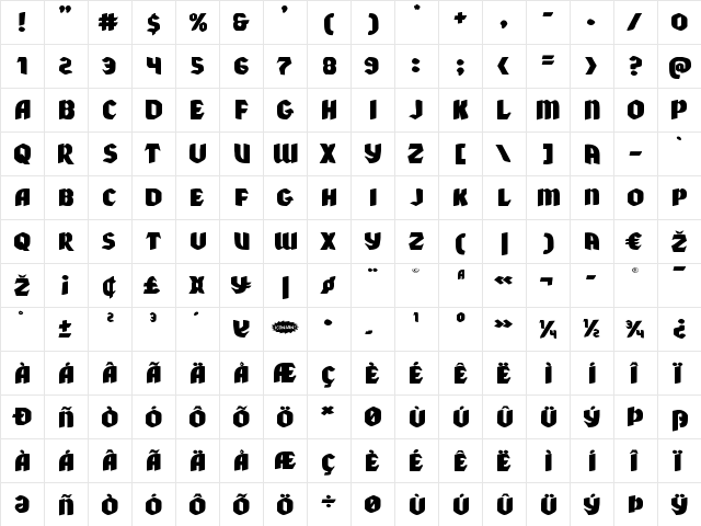 Xmas Xpress Expanded Expanded  glyph index