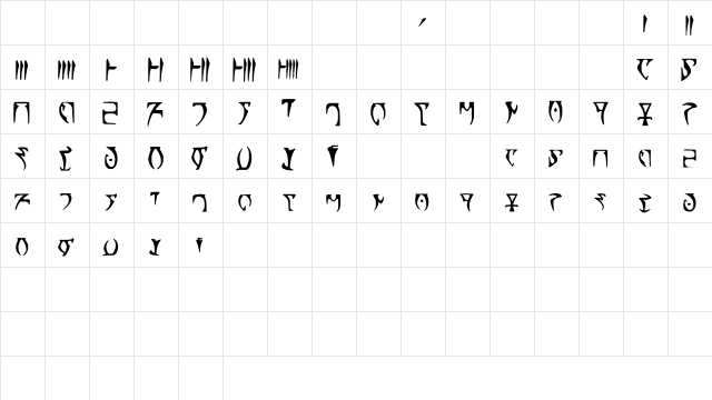 Skyrim_Daedra Medium  glyph index