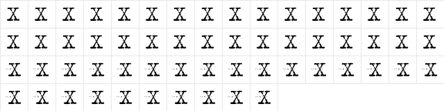 XFont Regular  glyph index