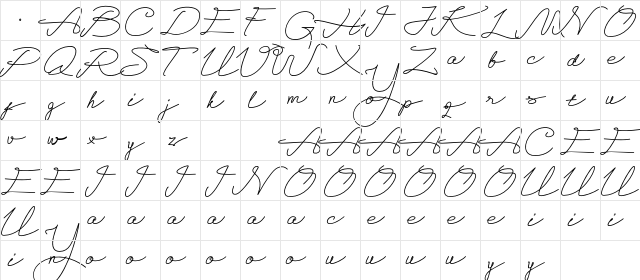 Alegant Script Regular  glyph index