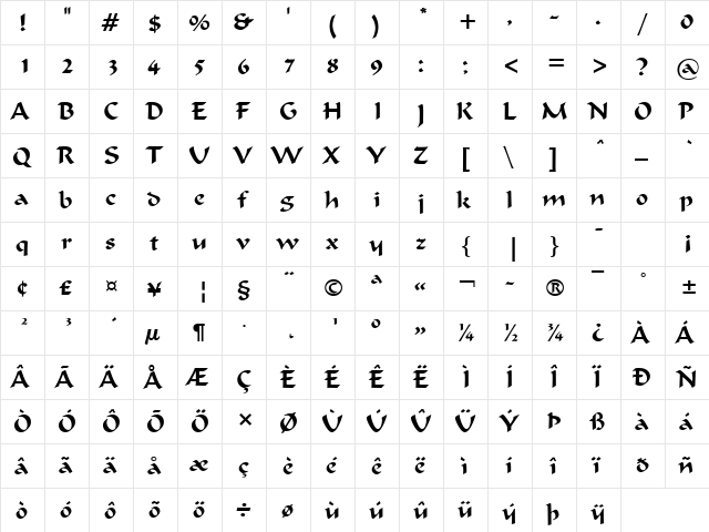 Flat Brush Wide Normal  glyph index