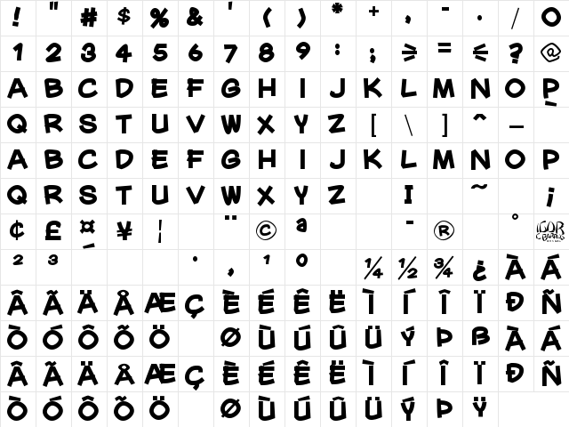 Mauryssel Bold  glyph index