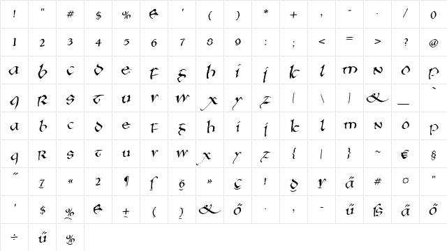 AngloSaxon Regular  glyph index