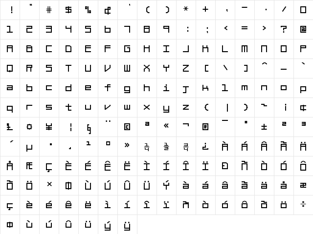 Braciola MS Regular  glyph index