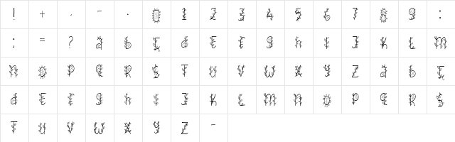 FOLIAGE Regular  glyph index