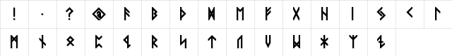 VIKING, ELDER Runes Bold Regular  glyph index