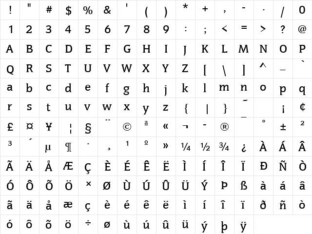 CongressTMed Regular  glyph index