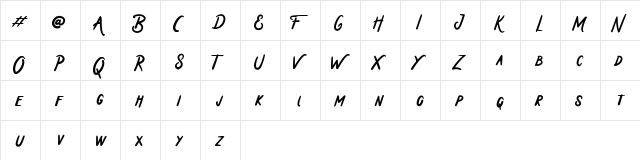 Holiday In Monday Regular  glyph index