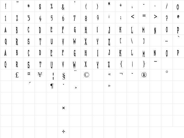 Needleteeth Spooky Spooky  glyph index