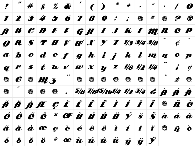 SCRIPT1 ARB-85 Poster Script Normal  glyph index