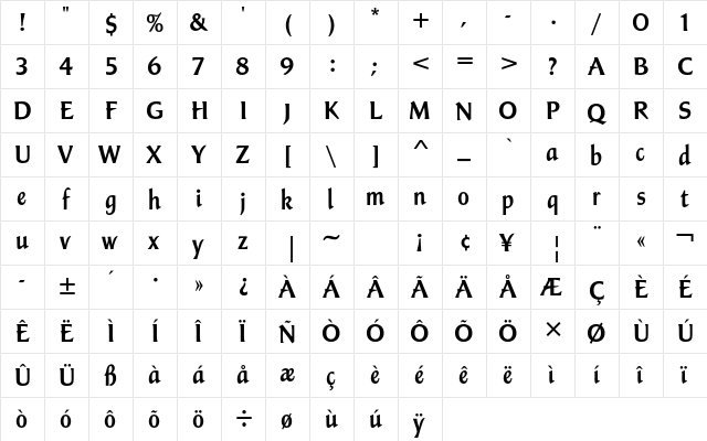 Champers Std Regular  glyph index