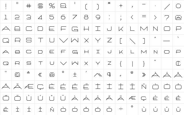 Architext Regular  glyph index