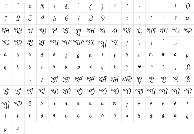 My Last Breath Regular  glyph index