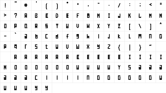 Tikiland Free Regular  glyph index
