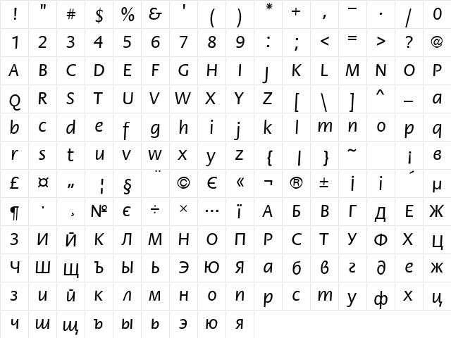 Flori Normal  glyph index