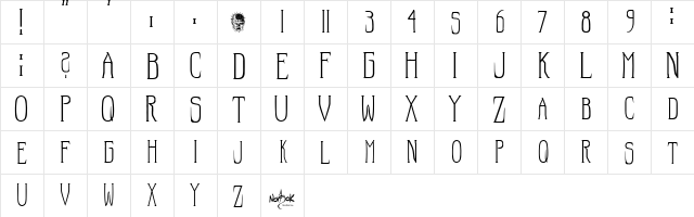 Hellraiser SC Regular  glyph index