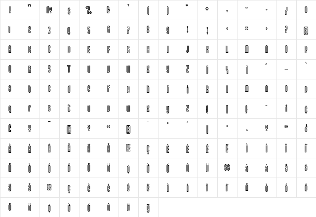 Lusta FortySans  glyph index