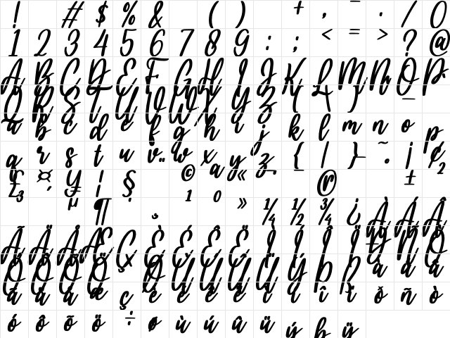 hello bella bold italic Bold Italic  glyph index