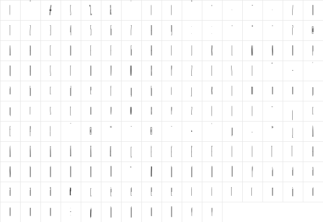 tallest Regular  glyph index