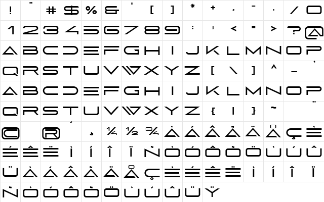 abnes Regular  glyph index