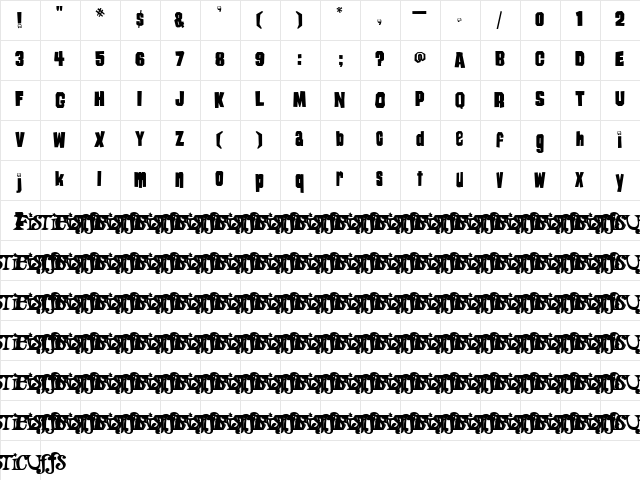 Hey You Guys! Regular  glyph index