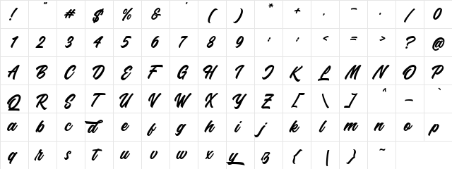 Haydes Regular  glyph index