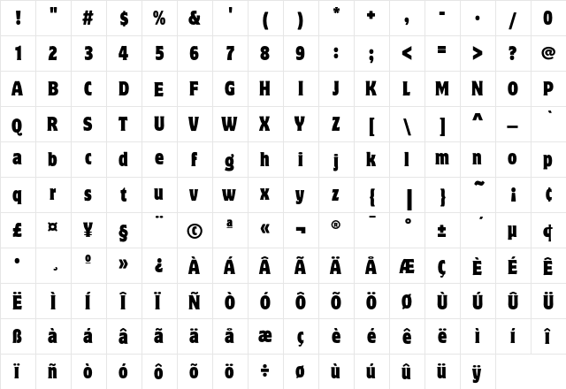 MotterCorpusEF RegularCond  glyph index