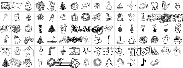 Janda Christmas Doodles Regular  glyph index