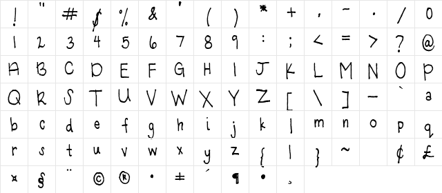 Light of the World Regular  glyph index