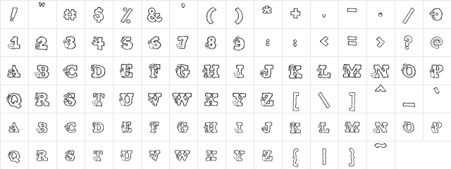 PC Baby Regular  glyph index