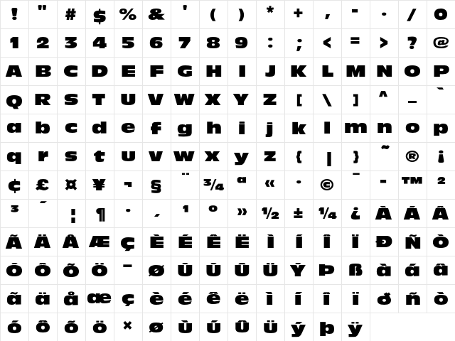 Antique Olive Nord D Regular  glyph index