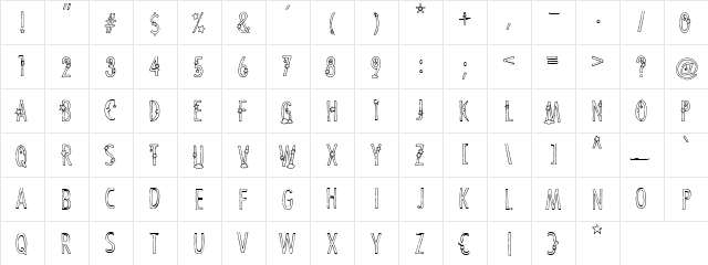 PC Celestial Regular  glyph index