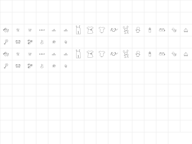 MTF Itty Bitty Baby Regular  glyph index