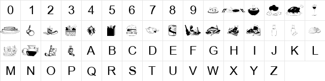 tungfont food 002 Regular  glyph index