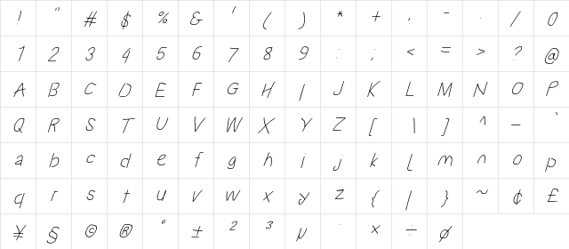 Proton ExBdSuIt  glyph index