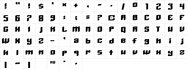 Moonpebble KG Normal  glyph index
