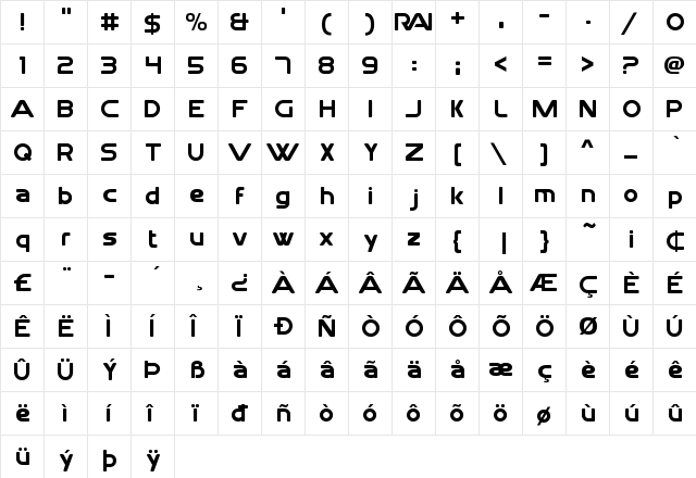 Rai Text 1983 Lowercase Regular  glyph index