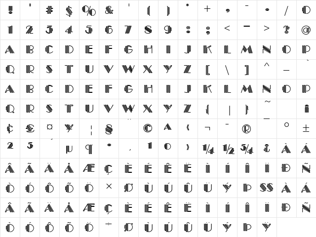 URWPictetD Regular  glyph index