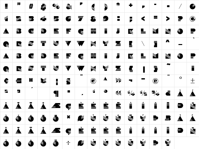 SinaloaICG Regular  glyph index