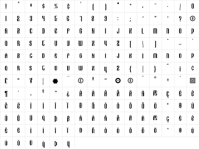 Lithia OffKilterSmallCaps  glyph index