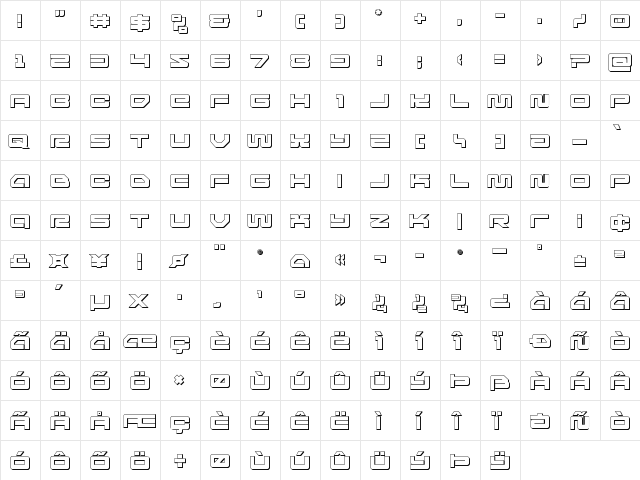 Ranger Force 3D Regular  glyph index