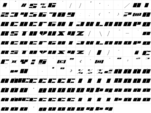 JUBY Rounded Black Italic BlackItalic  glyph index