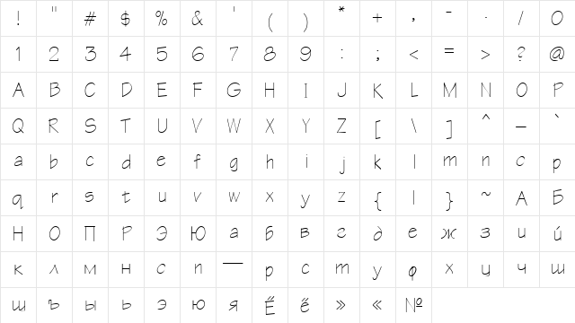 ER Architect Regular  glyph index