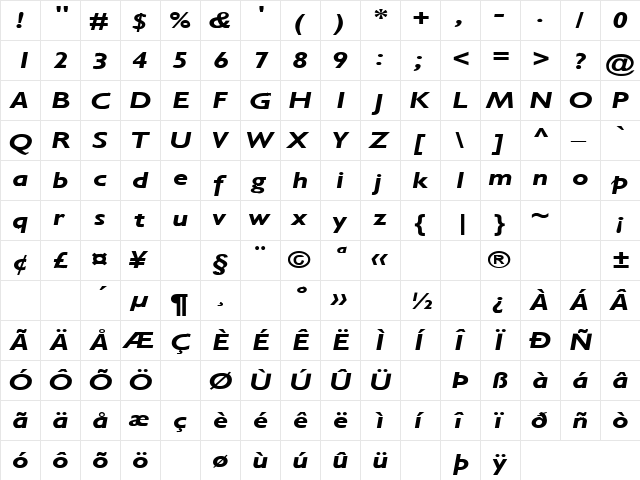Achilles Last 2 Regular  glyph index