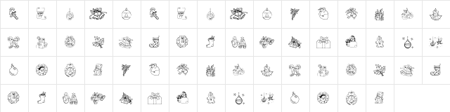 Christmas ornaments Regular  glyph index